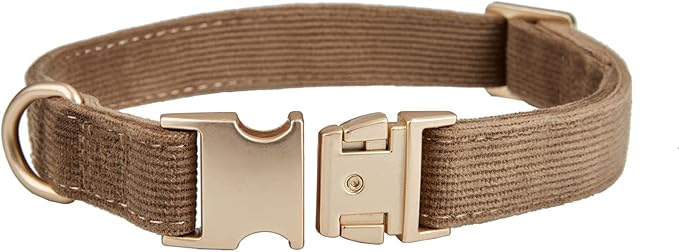 Soft Dog Collar with Metal Buckle Adjustable Durable Comfort Cotton Corduroy Collars for Large Medium Small Dogs Velvet Dog Collars, Coffee