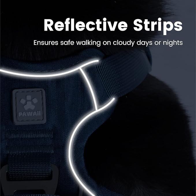 Pawaii No Pull Dog Harness with Pet ID Tag,Reflective Strips No Choke Front O Ring Breathable Mesh Adjustable Soft Padded Pet Vest with Easy Control Handle for Medium Dogs