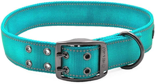 Max and Neo MAX Reflective Metal Buckle Dog Collar - We Donate a Collar to a Dog Rescue for Every Collar Sold (X-Large, Teal)
