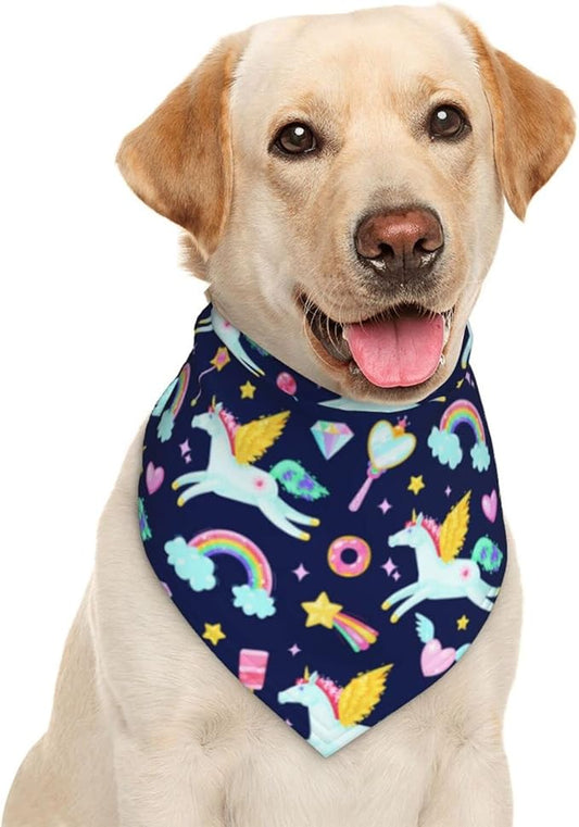 Unicorn Rainbow Stars Dog Bandana Scarf Triangle Bibs Pet Accessories Cat Kerchief