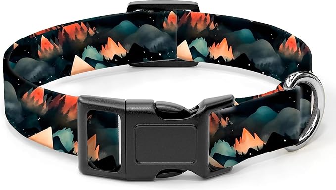 Dog Collar, Cute Dog Collar for Small Medium Large Dogs, Personalized Adjustable Soft Pet Collars with Quick Release Buckle for Walking Running, Fire Mountain