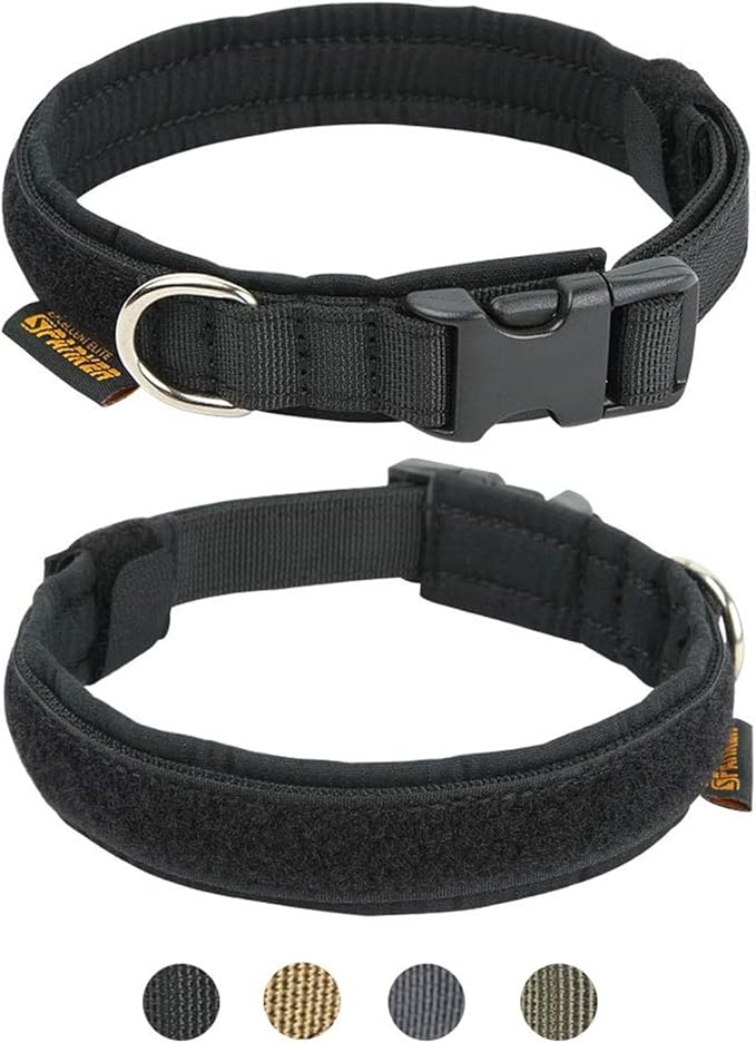 EXCELLENT ELITE SPANKER Nylon Puppy Dog Collar Adjustable Soft Padded Collar Heavy Duty Quick-Release Buckle Lightweight No-Choke for Small Medium Dogs(BLK,S)