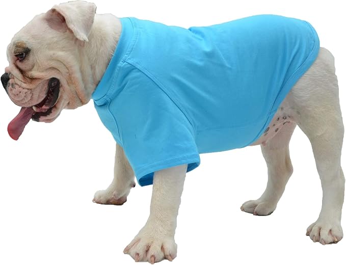 Lovelonglong Bulldog Clothes Dog Clothing Blank T-Shirt Tee Shirts for French Bulldog English Bulldog American Pit Bull Pugs 100% Cotton Skin Care Lake-Blue B-S