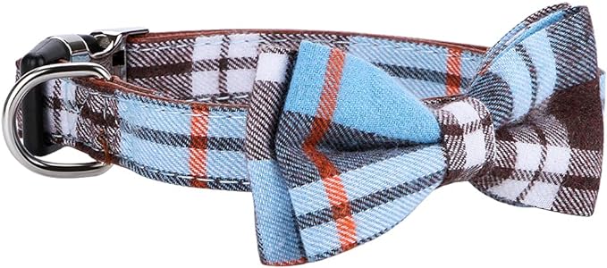 Faleela Soft &Comfy Bowtie Dog Collar,Detachable and Adjustable Bow Tie Collar,for Small Medium Large Pet (L, Blue)