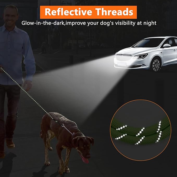 NTR 50FT Dog Long Leash with Swivel Lockable Hook and Comfortable Padded Handle, Dog Training Leash for Walking, Hunting, Camping, Backyard for Small Medium and Large Dogs Green