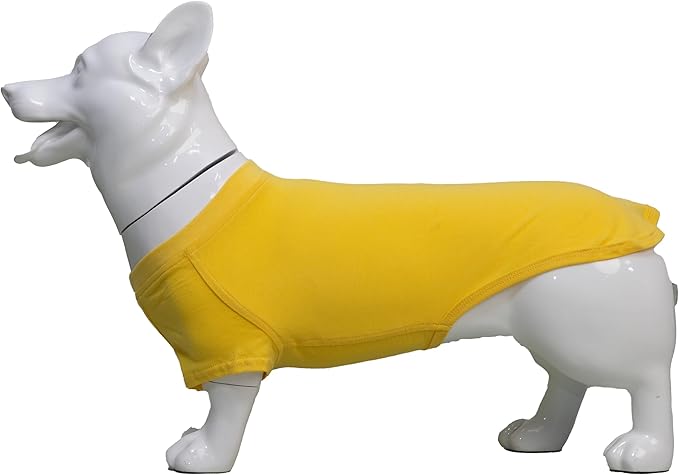 Lovelonglong 2019 Pet Clothing Dog Costumes Dachshund Clothes Blank T-Shirt Tee Shirts for Dachshund Dogs,Corgi 100% Cotton Yellow D-XL