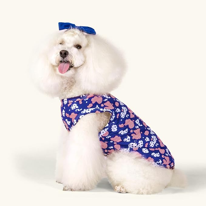 CuteBone 4th of July Dog Shirts 2-Pack Soft Pet Clothes Breathable Summer Vest for Small Puppy and Stretchy Cat Apparel 2BX13M
