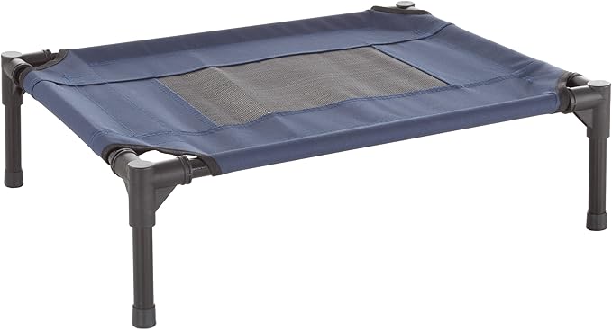 Elevated Dog Bed - 24.5x18.5-Inch Portable Pet Bed with Non-Slip Feet - Indoor/Outdoor Dog Cot or Puppy Bed for Pets up to 25lbs by PETMAKER (Blue)