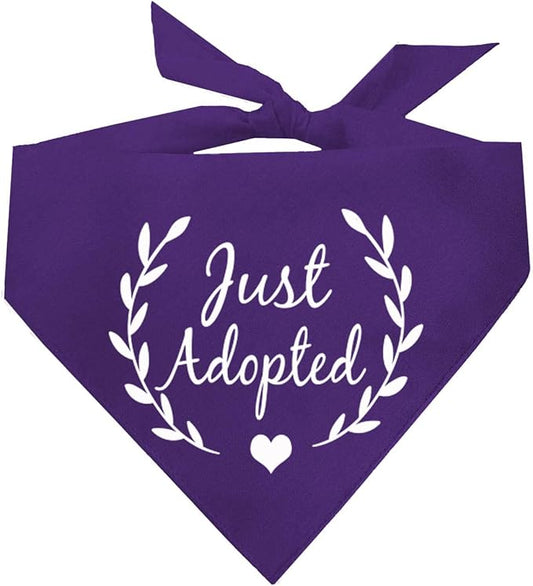 Just Adopted Dog Bandana (20 Purple, One Size)