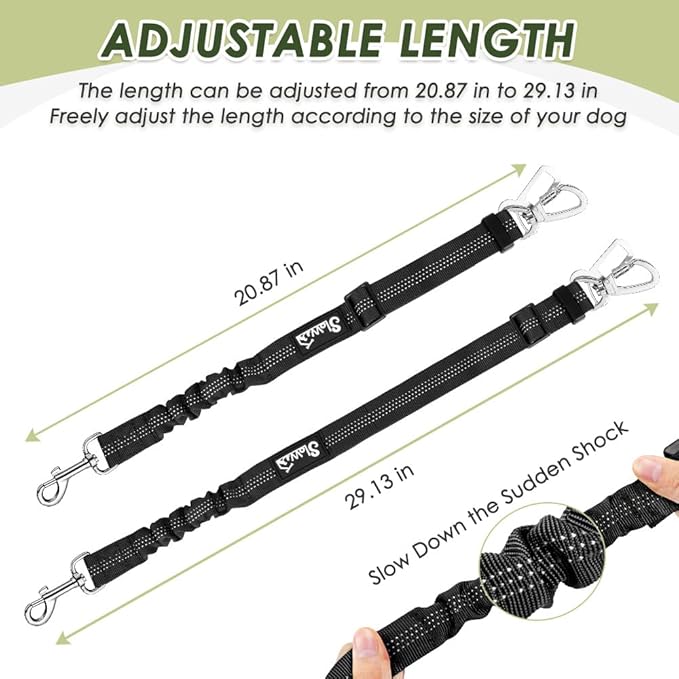 SlowTon Dog Seat Belt Harness for Car, Dog Car Harness Adjustable Mesh Breathable & Dog Seatbelt Safety Tether with Elastic Bungee for Small Medium Large Pets(Camouflage, Double Clip, M)