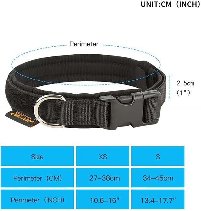 EXCELLENT ELITE SPANKER Nylon Puppy Dog Collar Adjustable Soft Padded Collar Heavy Duty Quick-Release Buckle Lightweight No-Choke for Small Medium Dogs(BLK,XS)