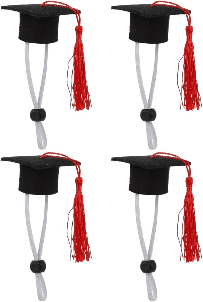 KESYOO 4pcs Red Small Dog Graduation Cap with Tassel Pet Graduation Accessories
