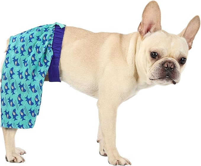 HDE Dog Swim Trunks Hawaiian Board Shorts Beach Pool Swimsuit for XS to XXL Dogs Sharks - XS