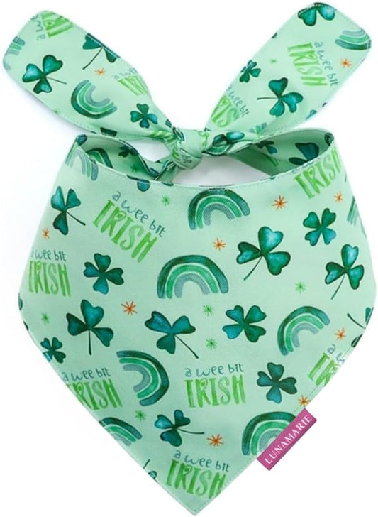 Luxury Pet Birthday Bandanas -Premium & Silky Poly Fabric | 100% Handmade | Custom Shape Dual Layered (A Wee Bit Irish, X-Small)