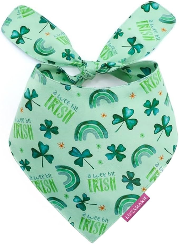 Luxury Pet Birthday Bandanas -Premium & Silky Poly Fabric | 100% Handmade | Custom Shape Dual Layered (A Wee Bit Irish, Small)