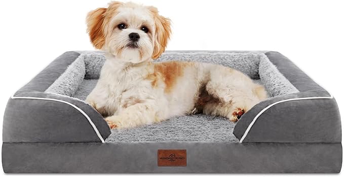 Comfort Expression Small Dog Beds Waterproof Orthopedic Foam Dog Sofa Beds for Small Dogs Comfy Pet Bed with Washable Removable Cover & Non-Slip Bottom(X-Small,Grey)