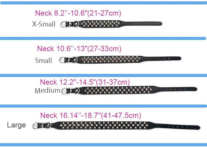Spiked Dog Collar Soft Pu Leather Mushrooms Rivet Spike Studded Puppy Adjustable Pet Collars for Small Breeds (M, Black Set)