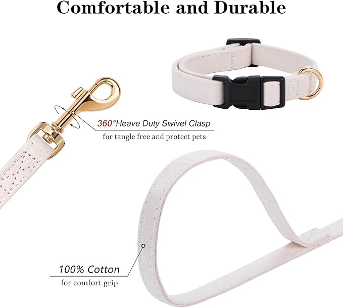 No Pull Dog Harness- Lightweight, Soft, Adjustable Small Harness Collar and Leash Set, Suitable for Cats Puppy Small and Medium-Sized Dog Outdoor Training and Running (Beige, S)