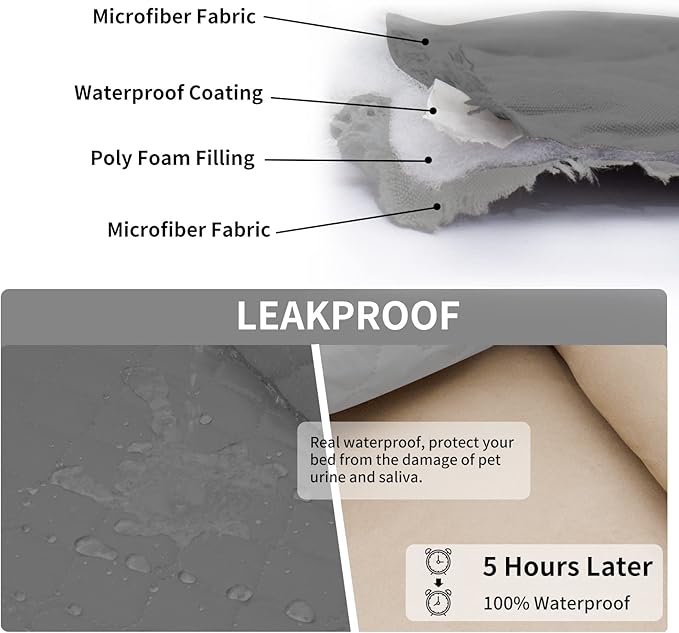 Easy-Going 100% Waterproof Dog Bed Cover Reversible Leak Proof Couch Cover Washable Sofa Cover Furniture Protector Blanket for Pets Kids Children Dog Cat (96x90 Inch, Gray/Light Gray)