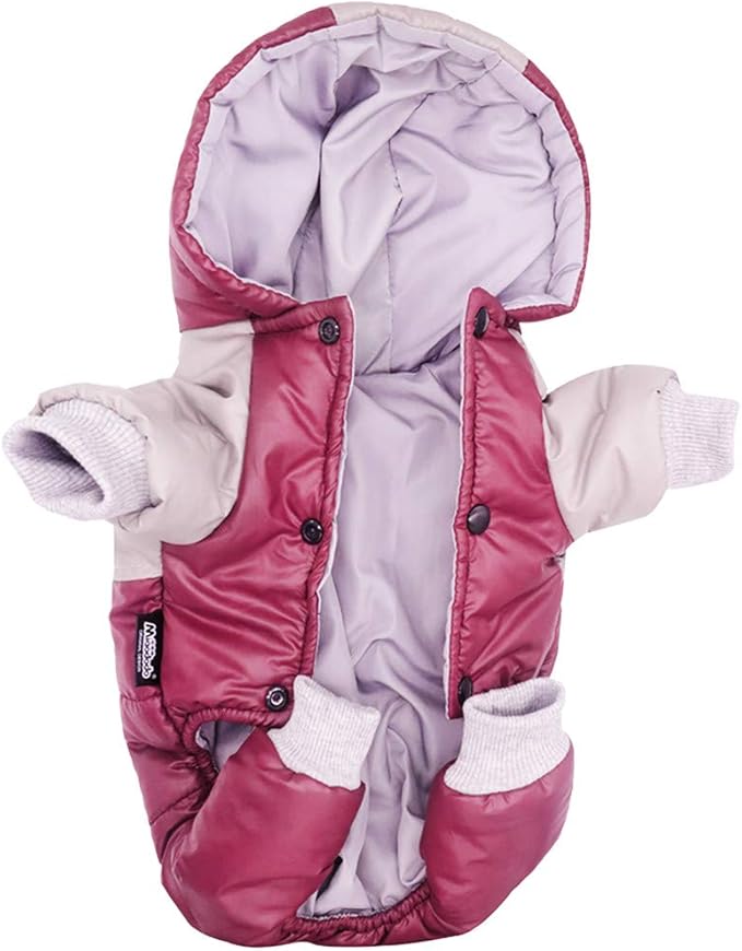Winter Small Medium Dog Coat,Hooded Four-Legged Dog Jacket Cotton-Padded for Puppy Cat Doggie Pets Dog Clothes Apparel Clothing (XXL, Red)