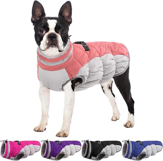 Small Dog Coat,Dog Jackets for Small Dogs,Warm Winter Jacket, Puppy Coat with Harness Built in,Waterproof Dogs Jacket,Puppy Cold Weather Coats,Winter Clothes Snowsuit Shih Tzu Bichon,Pink,S