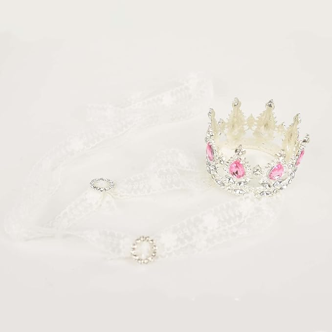 FLAdorepet Dog Princess Dress Costume with Rhinestones Crown,Pet Cat Cape Cloak Birthday Party Wedding Dress Up Outfits,Rainbow Mermaid Halloween Costume Clothes,Small