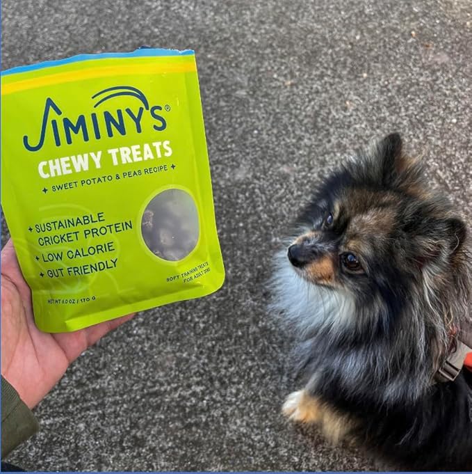 Jiminy's Chewy Cricket Dog Training Treats, Low Calorie, Hypoallergenic, 6oz, Sweet Potato & Pea (Pack of 1)