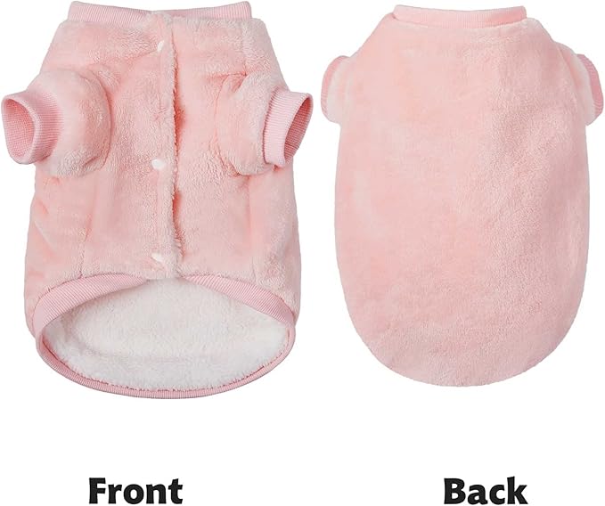 FabriCastle Small Dog Sweater, Dog Clothes for Small Dogs Girl & Cats, Ultra Soft and Warm Pet Coat, Winter Pet Jacket, Doggy Apparel Costumes, Fleece Female Puppy Outfits Snap On (Pink, X-Large)