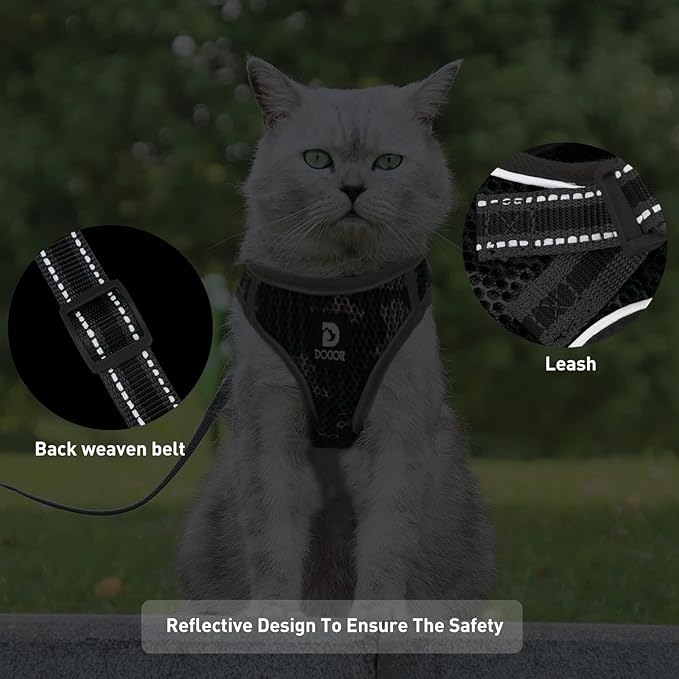 Dog and Cat Universal Harness with Leash - Cat Harness Escape Proof - Adjustable Reflective Step in Dog Harness for Small Dogs Medium Dogs - Soft Mesh Comfort Fit No Pull No Choke