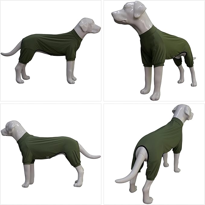 LoveLongLong Dog Jumpsuit with UV Protection and Quick-Dry Fabric for Spring Summer Pet Pajamas Army Green S