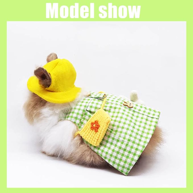 Guinea Pig Clothes,Soft Bunny Ferret Clothes with Pet Rabbit Harness and Leash Mini Hat Bag Cute Brooch for Kitten Small Animal Collars