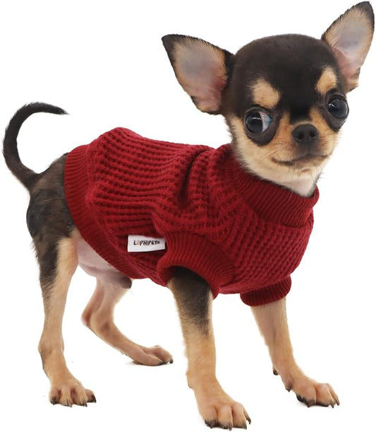 LOPHIPETS Lightweight Dog Sweaters for Puppy Small Dogs Puppy Chihuahua Yorkie Clothes-Red/XXS