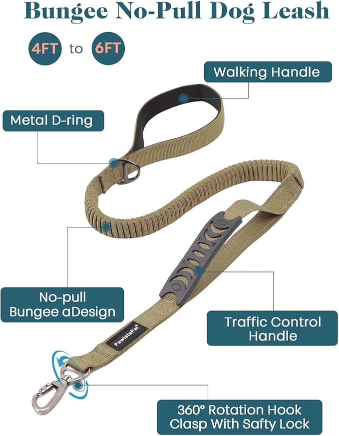 Reflective Service Dog in Training Vest Harness Leash Set for Extra Large Dogs, Adjustable Heavy Duty Brown Padded Dog Harness, with Front Clip and Metal Buckles Do Not Pet for Training, Hiking