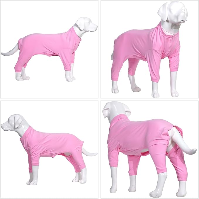 Lovelonglong Four Feet Dog Lightweight Pajamas, Pure Cotton Dog Jumpsuits 4 Legs Dog Onesies T-Shirt Stylish PJS Puppy Costume for Large Medium Small Dogs Pink XXXXL