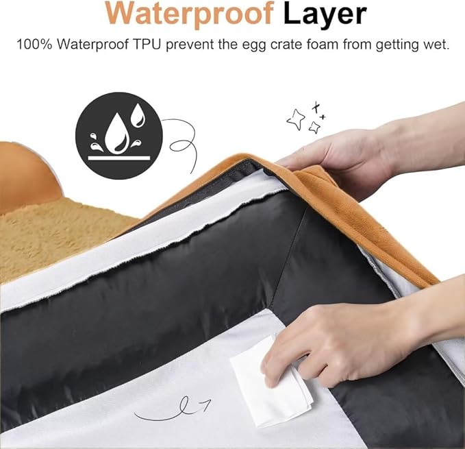 Large Dog Bed Orthopedic Washable: Beds Bolster XL Bed Medium Large Dogs Egg Crate Foam Couch Sofa Waterproof with Removable Cover - Orange