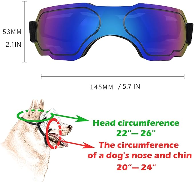 Large Dog Sunglasses with Adjustable Strap, UV Protection, Winproof & Snowproof, Suitable for Large Dogs