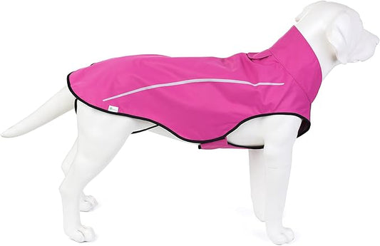 Mile High Life Dog Raincoat, Adjustable Waterproof Reflective Rain Jacket for Small Medium Large Dogs, Lightweight Breathable Pet Rain Coat with Leash Hole(Hot Pink,S Chest 22-25")