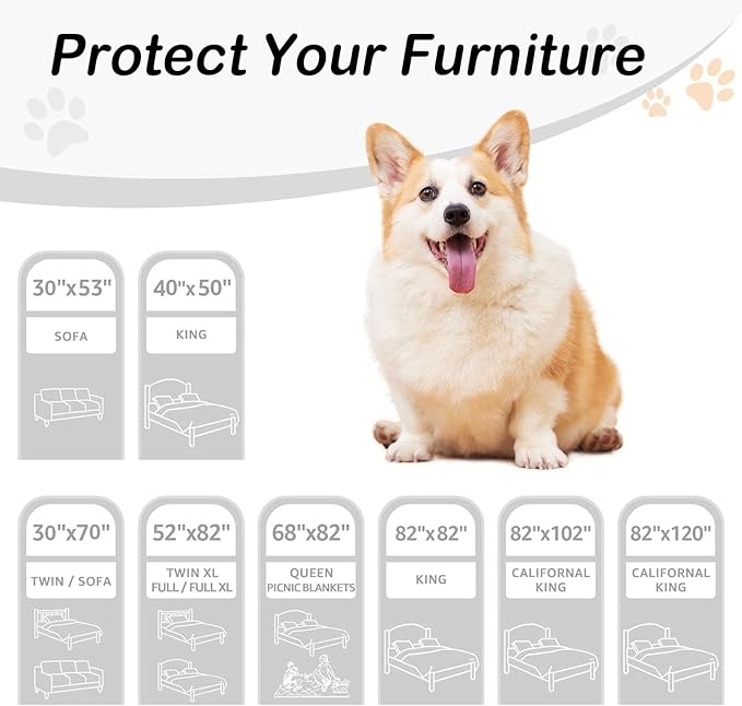 hyha Waterproof Dog Bed Blanket, Soft Pet Blankets, Waterproof Couch Cover for Dogs, Reversible Sofa Covers Washable for Furniture (40x50 Inch, Camel/Beige)