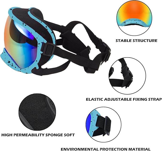 Small Dog Sunglasses with Adjustable Strap UV Protection, Winproof Dog Puppy Sunglasses, Suitable for Small Dog Pet Glasses, Dogs Eyes Protection，Soft Dog Goggles