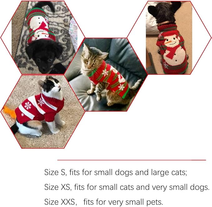 NACOCO Dog Snow Sweaters - Xmas, New Year & Christmas Sweaters for Small Dog and Cat (Snowman, XXS)
