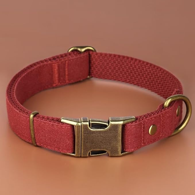 PET ARTIST Nylon Dog Collar for Large Dogs, Heavy Duty Dog Collar with Quick Release Metal Buckle, Soft Padded Nylon, Durable & Adjustable for Girl Gifts, Red, L (Fit 15-22")