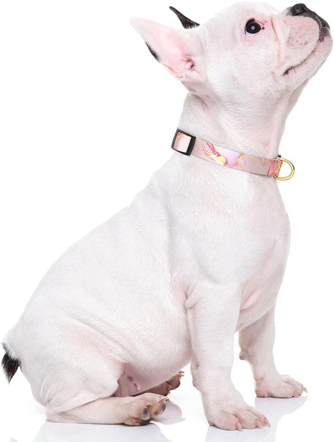 Rnivvi Dog Collar, Adjustable Dog Collar for Small Dogs, Cute Puppy Collar for Boy and Girl Dogs, Soft Heavy Duty Pet Collars with Quick Release Buckle for Walking Running, Pink Marble Collar