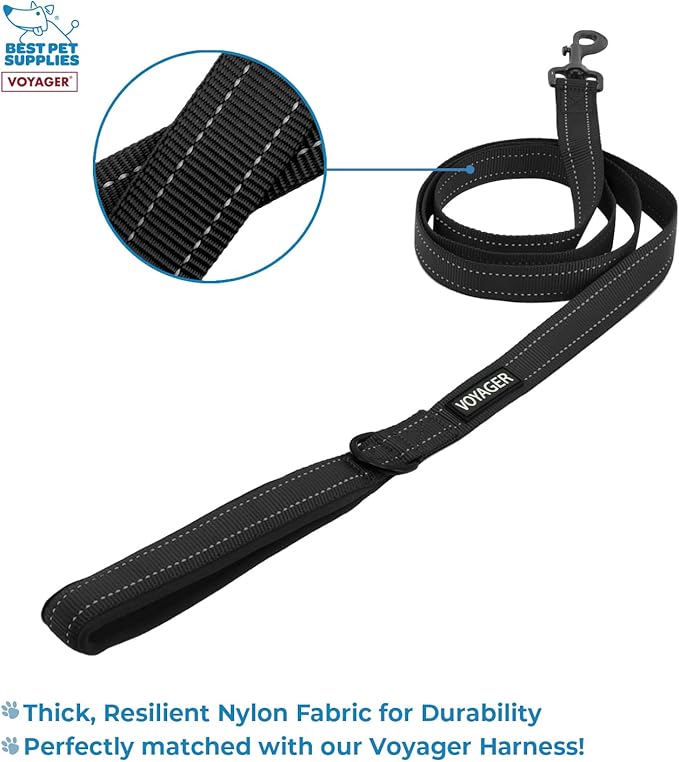 Voyager Step-in Air All Weather Mesh Harness and Reflective Dog 5 ft Leash Combo with Neoprene Handle, for Small, Medium and Large Breed Puppies by Best Pet Supplies - Black, X-Large