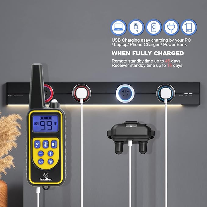 Electric Dog Training Collar with Remote 1640FT, E-Shock, Safe Training Modes, Rechargeable IP67 Waterproof Collars for 1 Dog (Black)