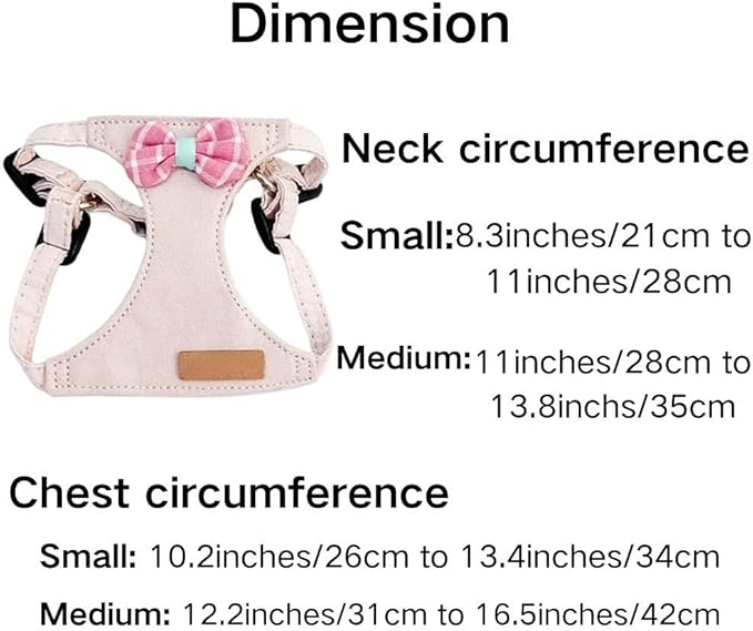 Rabbit Harness and Leash - Adjustable Bunny Harness Escape Proof for Walking Runnig Hiking Camping Outdoor - Cute Small Animal Harness Leash Set (Medium,Pink)