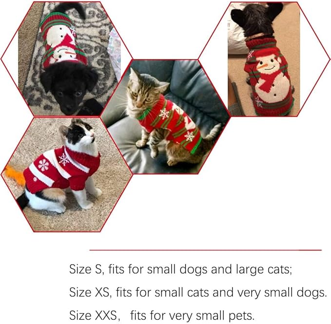 NACOCO Dog Snow Sweaters - Xmas, Holiday & New Year Sweaters for Small Dogs & Cats (Snowman, XS)