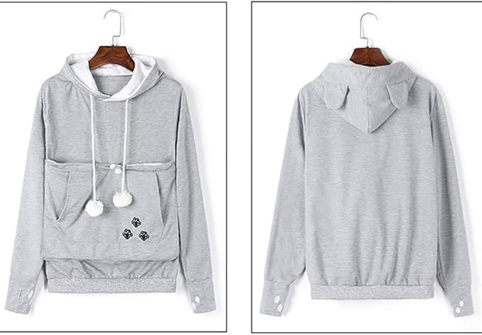 Unisex Pet Carrier Hoodie Cat Dog Pouch Holder Sweatshirt Shirt Top