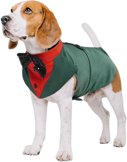 Koser Christmas Dog Tuxedo Suit and Bandana Set - Boys' Dogs Formal Wedding Attire for Large and Medium Dogs: Golden Retriever, Samoyed, Bulldogs
