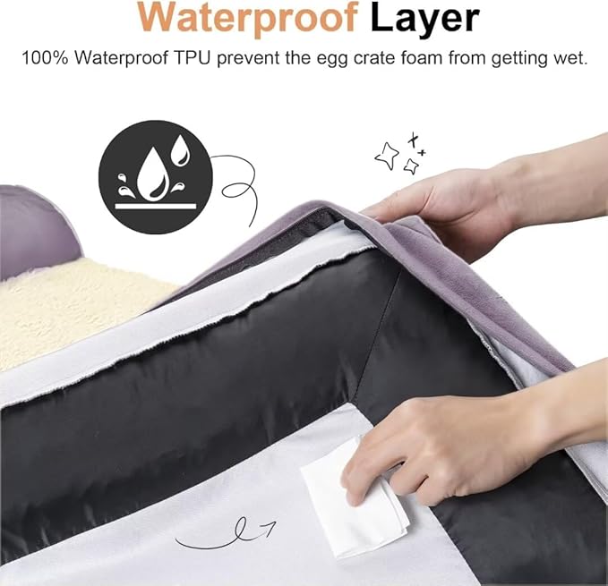 Large Dog Bed Orthopedic Washable: Beds Bolster XXL Bed Big XLarge Dogs Egg Crate Foam Sofa Couch Waterproof Removable Cover - Purple