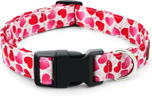 Tunkoo Valentine's Day Dog Collar, Cute Adjustable Heart Collar for Boy and Girl Dogs, Dog Collar with Strong Plastic Buckle - for Small Medium Large Pets, S